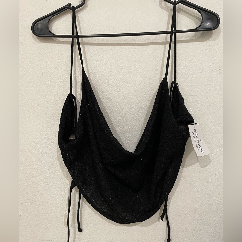 Windsor Cropped Black Sparkle Top BNWT